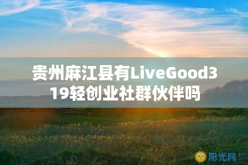 贵州麻江县有LiveGood319轻创业社群伙伴吗