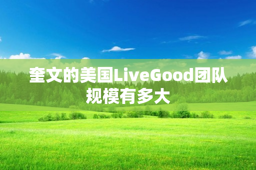 奎文的美国LiveGood团队规模有多大