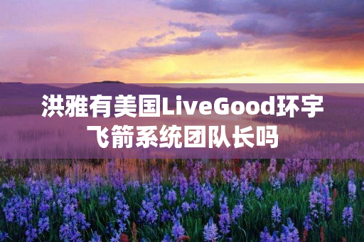 洪雅有美国LiveGood环宇飞箭系统团队长吗