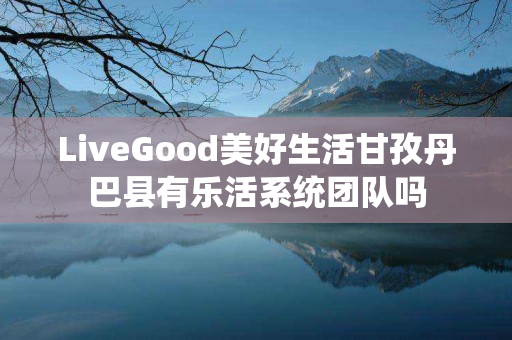 LiveGood美好生活甘孜丹巴县有乐活系统团队吗