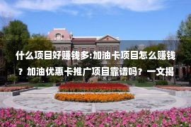 什么项目好赚钱多:加油卡项目怎么赚钱？加油优惠卡推广项目靠谱吗？一文揭秘！