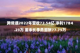 跨境通2022年营收72.54亿 净利1784.23万 董事长李勇薪酬77.75万