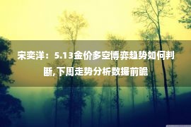 宋奕洋：5.13金价多空博弈趋势如何判断,下周走势分析数据前瞻