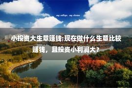 小投资大生意赚钱:现在做什么生意比较赚钱，且投资小利润大？