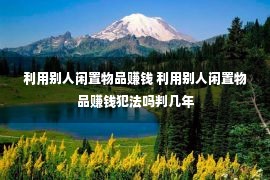 利用别人闲置物品赚钱 利用别人闲置物品赚钱犯法吗判几年