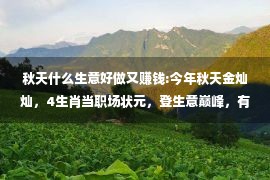 秋天什么生意好做又赚钱:今年秋天金灿灿，4生肖当职场状元，登生意巅峰，有钱有势过一秋