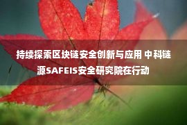 持续探索区块链安全创新与应用 中科链源SAFEIS安全研究院在行动