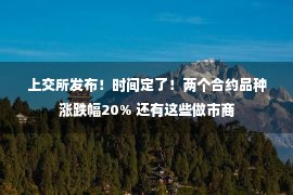 上交所发布！时间定了！两个合约品种涨跌幅20% 还有这些做市商