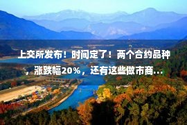 上交所发布！时间定了！两个合约品种，涨跌幅20%，还有这些做市商…