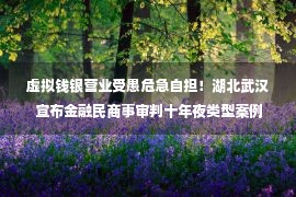 虚拟钱银营业受愚危急自担！湖北武汉宣布金融民商事审判十年夜类型案例