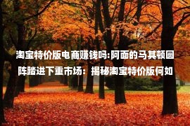 淘宝特价版电商赚钱吗:阿面的马其顿圆阵踏进下重市场：揭秘淘宝特价版何如直讲超车