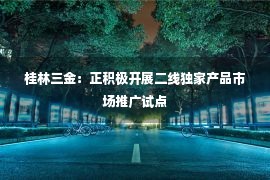 桂林三金：正积极开展二线独家产品市场推广试点