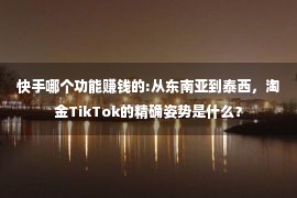 快手哪个功能赚钱的:从东南亚到泰西，淘金TikTok的精确姿势是什么？