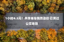 1小时4.5元！共享单车悄然涨价 已贵过公交地铁