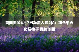 南向资金6月7日净流入逾2亿：加仓中石化及快手 抛售美团