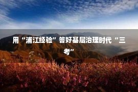 用“浦江经验”答好基层治理时代“三考”