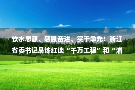 饮水思源、感恩奋进、实干争先！浙江省委书记易炼红谈“千万工程”和“浦江经验”的总结、传承与发展