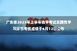 广东省2023年上半年自学考试实践性学习环节考核成绩于6月12日公布