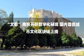 “文都”南京开辟数字化秘境 国内首条城市文化区块链上线