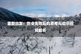 重新出发：创业失败后的思考与启示视频解析