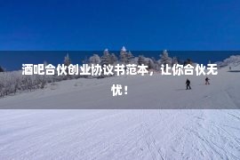 酒吧合伙创业协议书范本，让你合伙无忧！