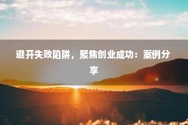 避开失败陷阱，聚焦创业成功：案例分享