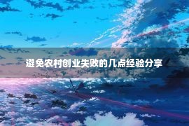 避免农村创业失败的几点经验分享