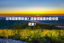 过年回家想创业？这些领域或许能给你启发！