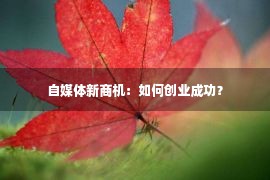 自媒体新商机：如何创业成功？