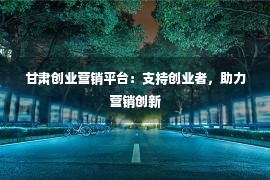 甘肃创业营销平台：支持创业者，助力营销创新