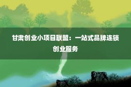 甘肃创业小项目联盟：一站式品牌连锁创业服务