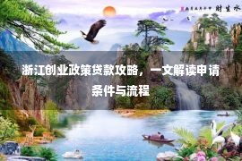 浙江创业政策贷款攻略，一文解读申请条件与流程