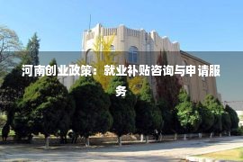 河南创业政策：就业补贴咨询与申请服务