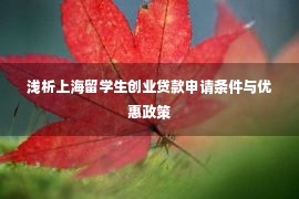 浅析上海留学生创业贷款申请条件与优惠政策