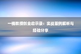 一楠教授创业启示录：实战案例解析与经验分享