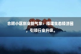 合肥小区创业新气象：搭建生态经济圈，引领行业升级。