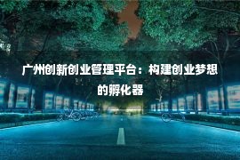 广州创新创业管理平台：构建创业梦想的孵化器