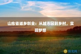 山东省返乡创业：从城市回到乡村，实现梦想