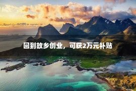 回到故乡创业，可获2万元补贴