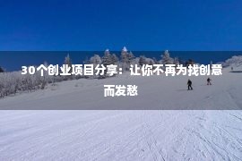 30个创业项目分享：让你不再为找创意而发愁