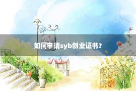 如何申请syb创业证书？