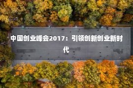 中国创业峰会2017：引领创新创业新时代