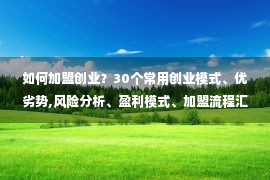 如何加盟创业？30个常用创业模式、优劣势,风险分析、盈利模式、加盟流程汇总！