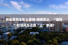 拼单顺风车怎么赚钱:嘀嗒没止，“疯狂”的逆风车还能“止”多遥？