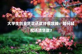 大学生创业贷款还款终极攻略：如何轻松还清贷款？