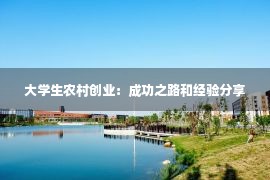 大学生农村创业：成功之路和经验分享