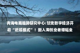 青海电商趋势研究中心:甘肃数字经济开启“赶超模式”！新入淘创业者增幅全国前五