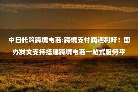 中日代购跨境电商:跨境支付再迎利好！国办发文支持搭建跨境电商一站式服务平台