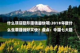 什么项目隐形赚钱最快呢:2018年做什么生意赚钱好又快？盘点：中国七大隐形暴利行业