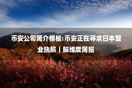 币安公司简介模板:币安正在寻求日本营业执照｜鲸维度简报